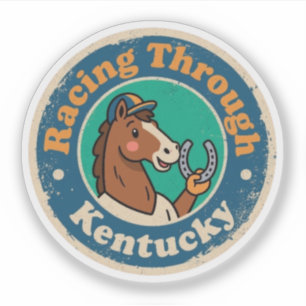Grappige Vintage Kentucky Paardenrennen Retro Sticker