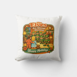 Grappige Vintage Kerstelfjes Kijken Altijd Toe Kussen