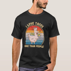 Grappige Vintage Lama Ik Hou Meer Van Tacos Dan Va T-shirt