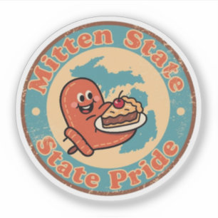 Grappige vintage Michigan handschoen kersenpastei Sticker