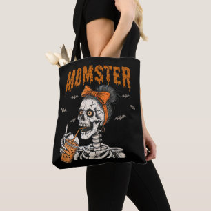 Grappige Vintage Momster Skelet Halloween Draagtas