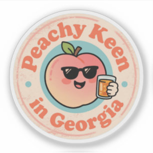 Grappige Vintage Peachy Keen in Georgia Peach Sticker