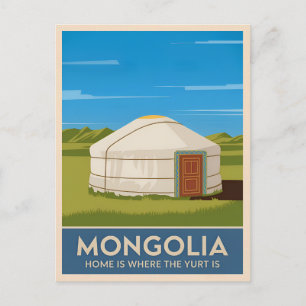 Grappige Vintage Reizen Mongolië Yurt Retro Style Briefkaart