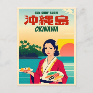 Grappige Vintage Reizen Okinawa Japan Sushi Humor Briefkaart
