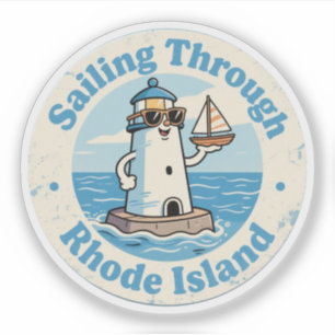 Grappige vintage Rhode Island-vuurtoren zeilboot  Sticker
