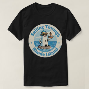 Grappige vintage Rhode Island-vuurtorenzeilboot T-shirt