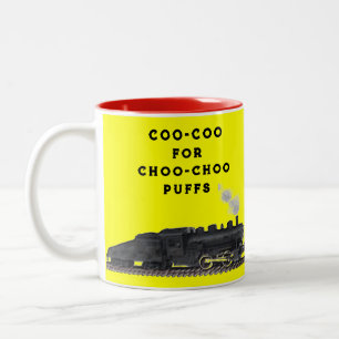 Grappige vintage trein tweekleurige koffiemok