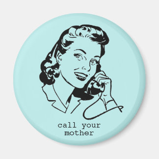 Grappige vintage turquoise blauwe retro moeder magneet