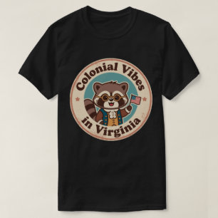 Grappige vintage Virginia wasbeer koloniale vlag T-shirt