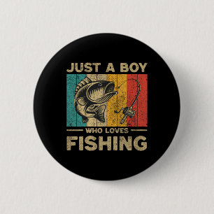 Grappige Vintage Vist grappen Boys Fisherman B Fis Ronde Button 5,7 Cm