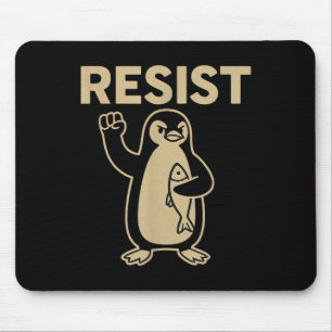 Grappige Vintage Weerstaan Penguin Activism Graphi Muismat