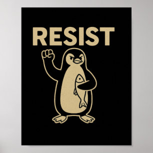 Grappige Vintage Weerstaan Penguin Activism Graphi Poster