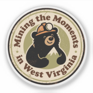 Grappige vintage West Virginia berenmijnwerkerhoed Sticker