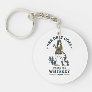 Grappige Vintage Western Cowgirl Whiskey Liefhebbe Sleutelhanger
