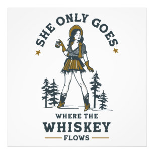 Grappige vintage western cowgirl whisky liefhebber foto afdruk