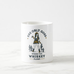 Grappige vintage western cowgirl whisky liefhebber koffiemok