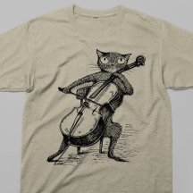 Grappige vintage zwarte kat die cello speelt