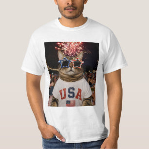 Grappige virale meme tabby kat 4 juli t-shirt