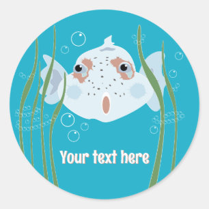 Grappige Vis Aangepaste Naam Mooie Oceaan Ronde Sticker