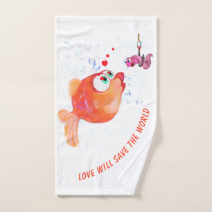 Grappige vis en worm badhanddoek set bad handdoek