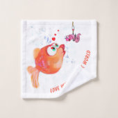 Grappige vis en worm badhanddoek set bad handdoek (Wasdoekje)