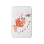 Grappige vis en worm badmat - aangepaste tekst (Voorkant Verticaal)