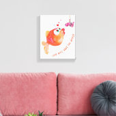 Grappige vis en worm canvas print (Insitu (Woonkamer))