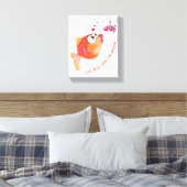 Grappige vis en worm canvas print (Insitu (Slaapkamer))