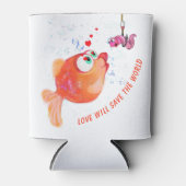 Grappige Vis en Worm Koelbox - aangepaste tekst Blikjeskoeler (Voorkant)