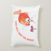 Grappige vis en worm kussen - aangepaste tekst (Achterkant (Verticaal))