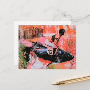 Grappige Vis Jockey Nummer Twaalf Briefkaart
