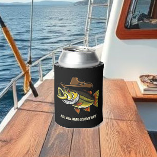 Grappige vis met een Cowboy Pet- Blikjeskoeler