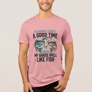 Grappige Visquote Vintage Gravure Vector Ontwerp Tri-Blend Shirt