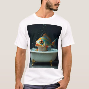 Grappige vissen in bad t-shirt