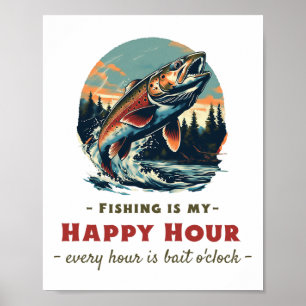 Grappige vissen is mijn happy hour voor vissers poster