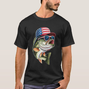 Grappige Vissen & Visser Amerikaanse Vlag USA Vis T-shirt