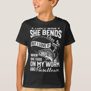 Grappige vissen zoals wanneer voorover buigt maar t-shirt