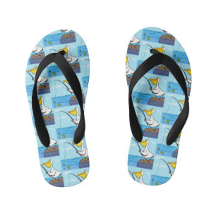 Grappige vissende pelikaan cartoon kinder teenslippers