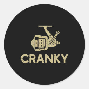 Grappige Vissende Vrouw Vissen Reel Cranky  Ronde Sticker