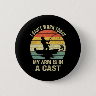 Grappige Visser Ik Kan Vandaag Werken Ronde Button 5,7 Cm