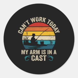 Grappige Visser Kan Vandaag Niet Werken Mijn Arm Z Ronde Sticker
