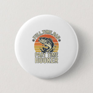 Grappige Visser Vader Vintage Bass T-shirt Ontwerp Ronde Button 5,7 Cm