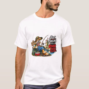 Grappige visserij honden T-shirt met ruig leven