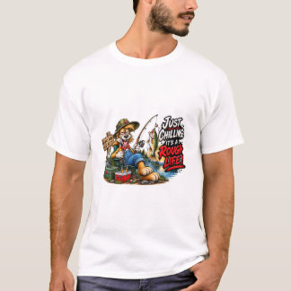 Grappige visserij honden T-shirt met ruig leven