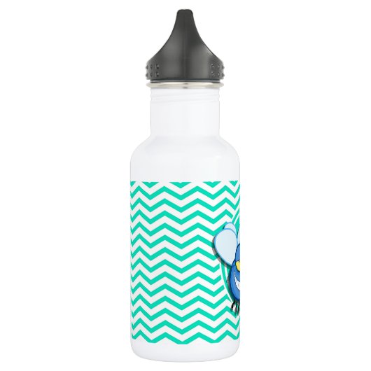 Grappige vlieg; Aqua Green Chevron Waterfles (Links)