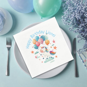 Grappige Vliegende Eenhoorn Regenboog Kleuren 1e V Servet