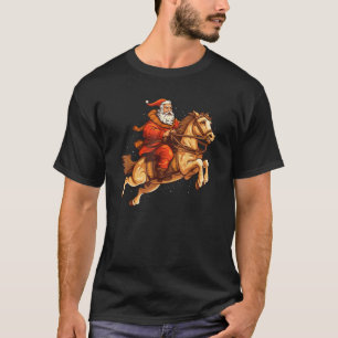Grappige vliegende paard helpt Kerstman om feestel T-shirt