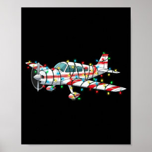 Grappige Vliegtuig Kerst Grafische Lichten Liefheb Poster