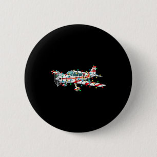 Grappige Vliegtuig Kerst Grafische Lichten Liefheb Ronde Button 5,7 Cm
