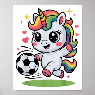 Grappige Voetbal Eenhoorn Gewoon Meisje Dat Van Sp Poster